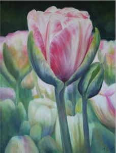 Small pink tulips nesteled