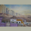 Small Mosque and Villas with purple wall in Oman